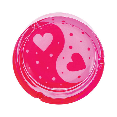 Pink Yin Yang Hearts Glass Ashtray | Ziggy's Miami