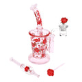 Pulsar Valentine's Rose Glass Dab Rig Set - 8.25" / 14mm F | Ziggy's Miami