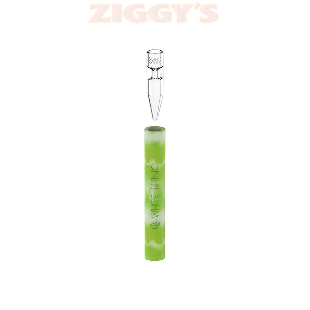 White Rhino Quartz Chillum to Straw - 5" / Glow in the Dark 25ct Ziggy's Miami