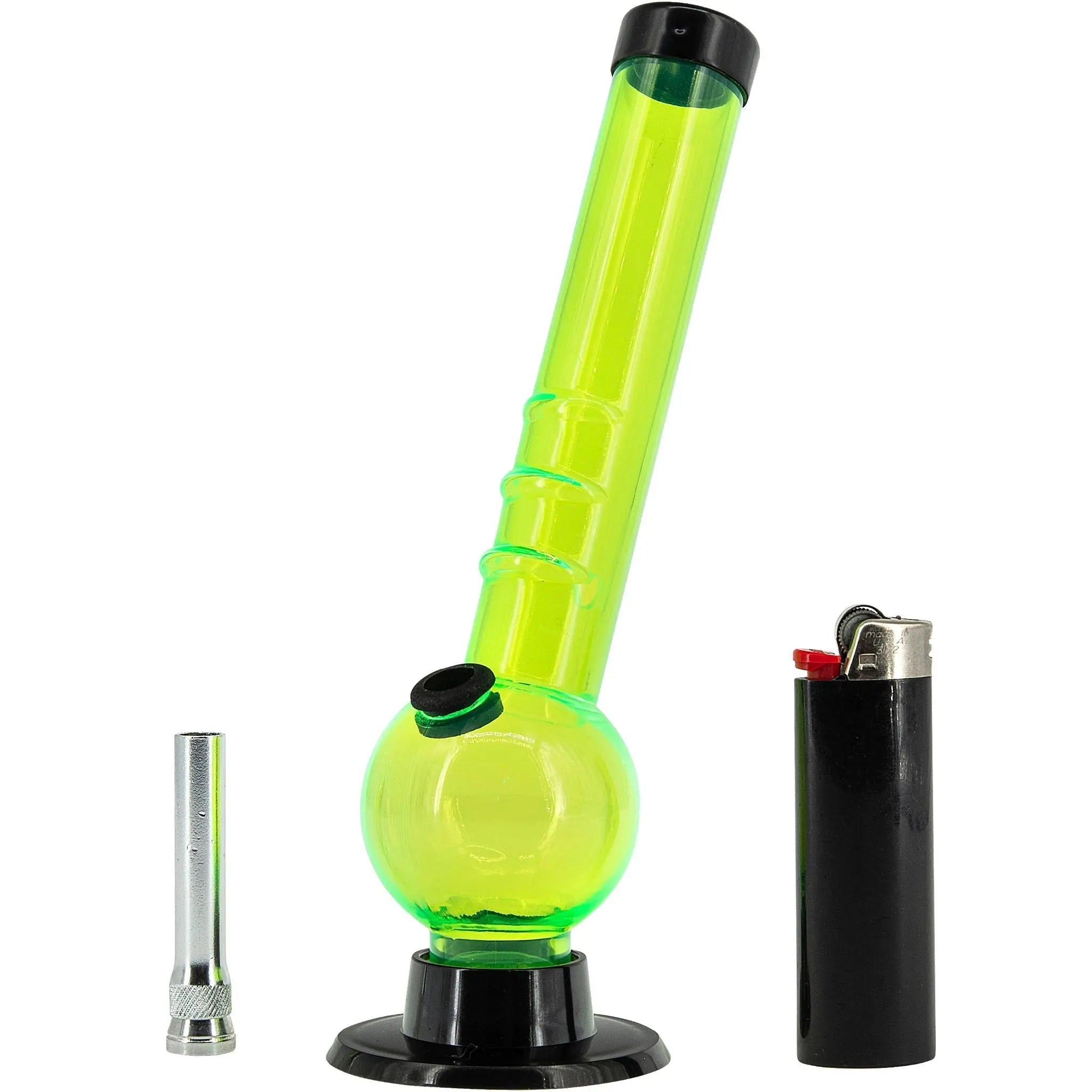 Acrylic Angled Neck Bubble Bong  8" - Multiple Colors Smoke Drop