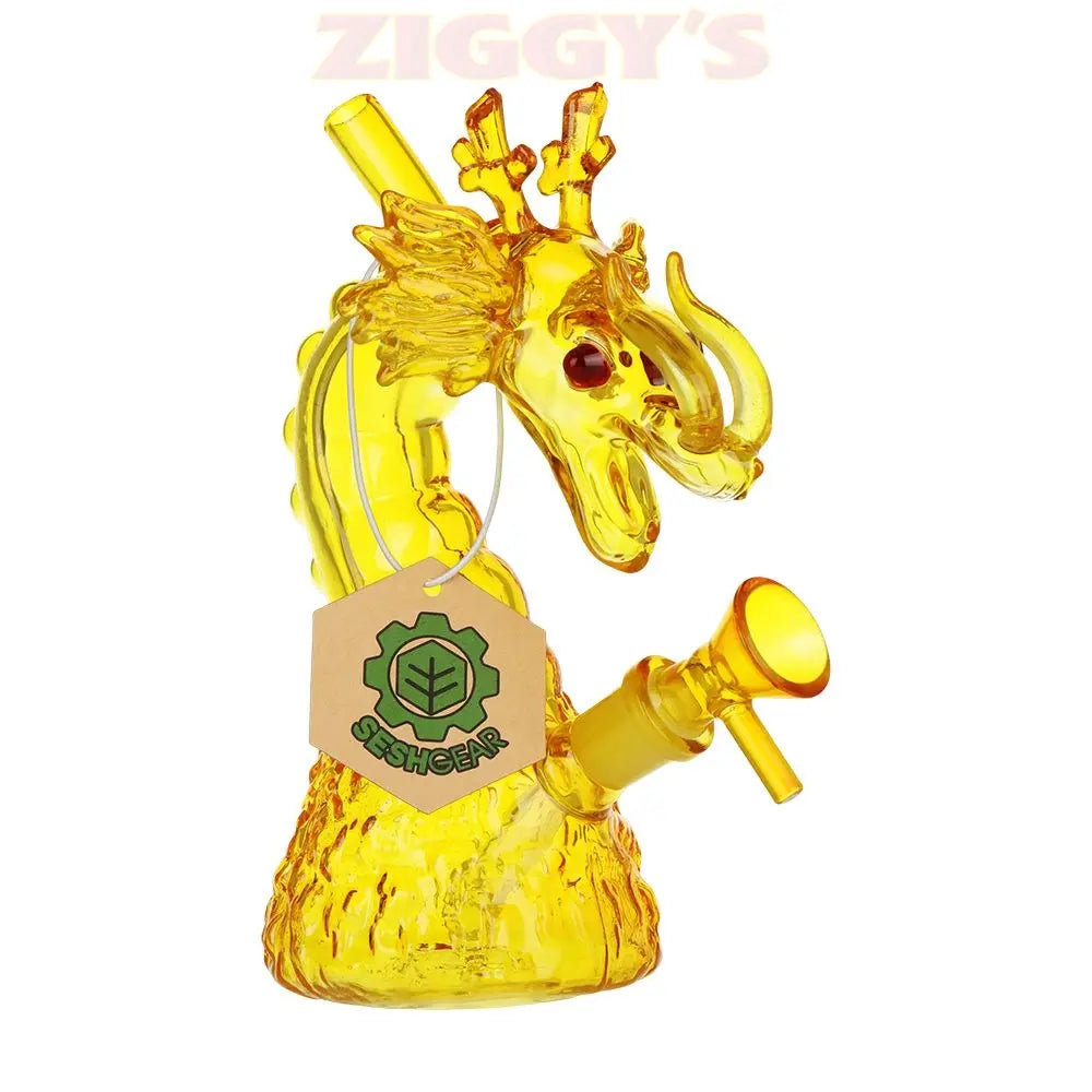 SeshGear Rising Dragon Glass Water Pipe | 6.75" | 14mm F Smoke Drop