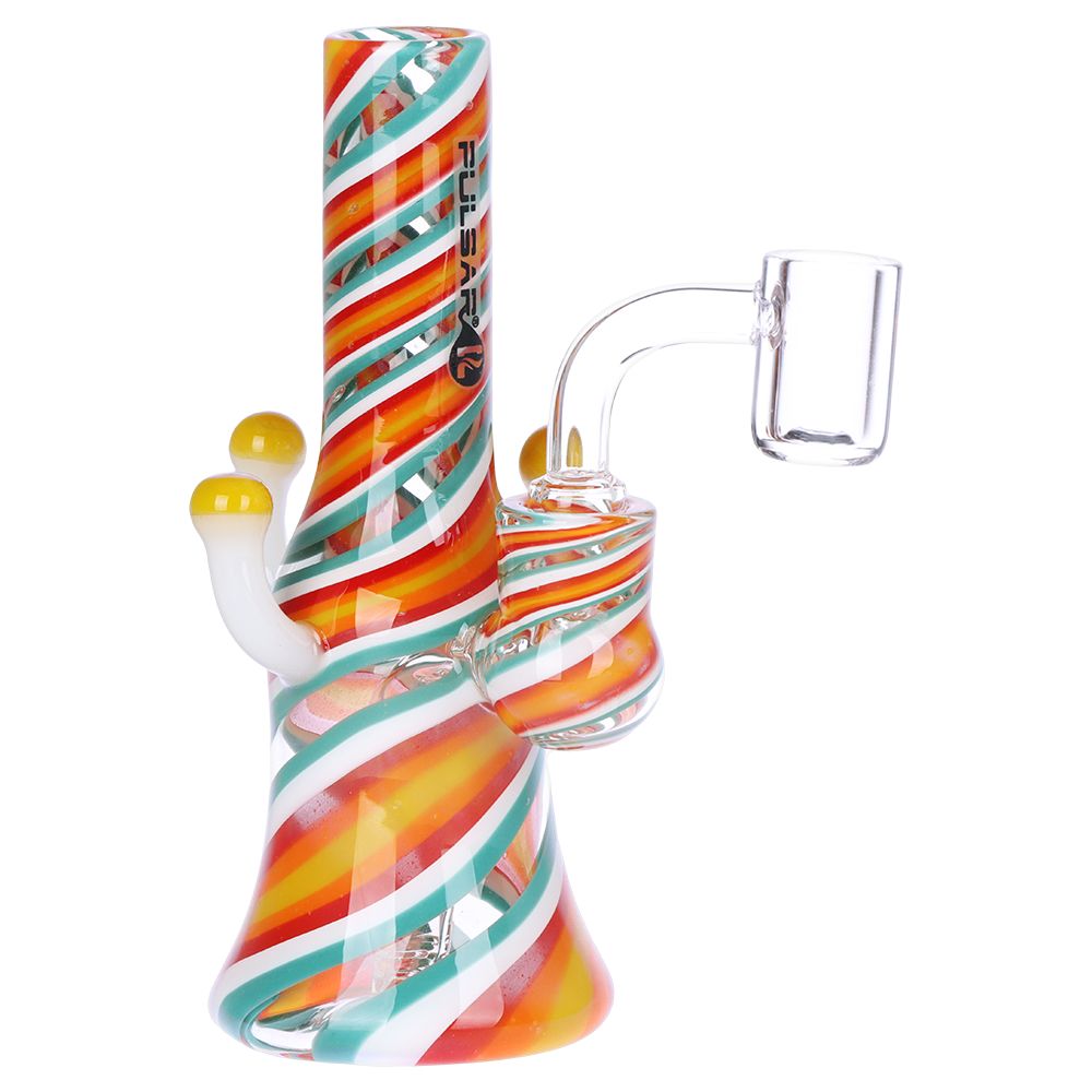 Pulsar Shroom Vision Wig Wag Glass Dab Rig - 5.75" / 14mm F / Colors Vary
