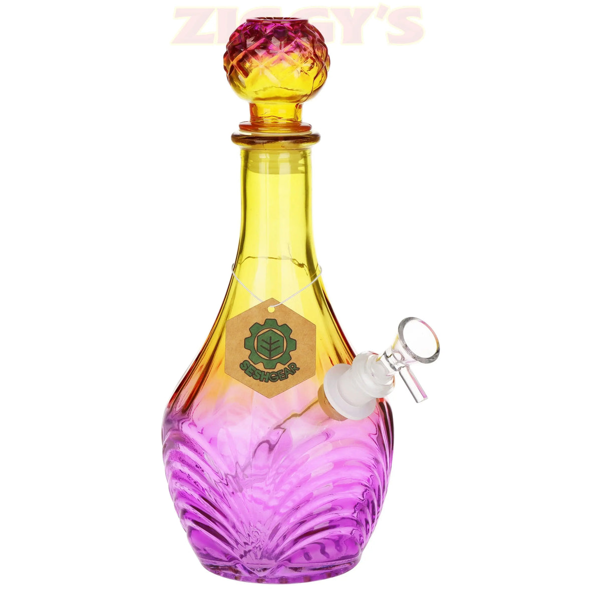 SeshGear Vintage Ombre Glass Water Pipe - 11" / 14mm F / High Stripe Smoke Drop