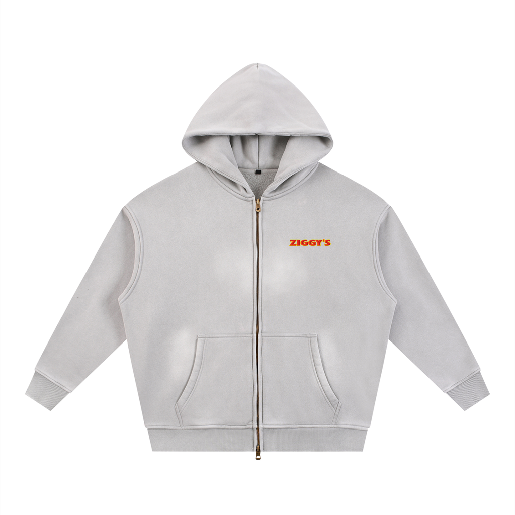 Sunfade Two-way Zipper Boxy Fleece Hoodie