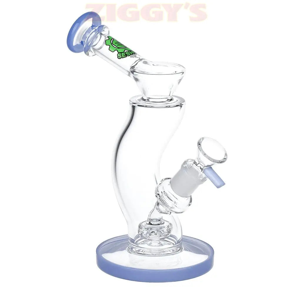 SeshGear Hip Check Curved Glass Water Pipe | 7.75" | 14mm F Smoke Drop