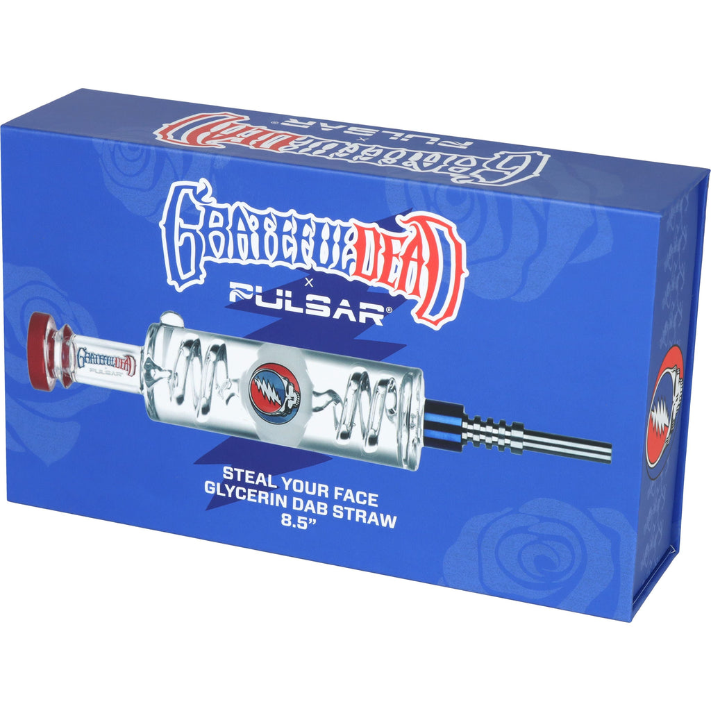 Grateful Dead x Pulsar Steal Your Face Glycerin Glass Dab Straw - 8.5"