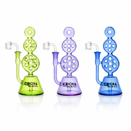 8" Triple Stack Swiss Perc Recycler Dab Rig | Croia Glass | Ziggy's Miami