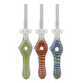 Glass Donut Dab Straw w/ Quartz Tip - 6.75"/10mm/Colors Vary