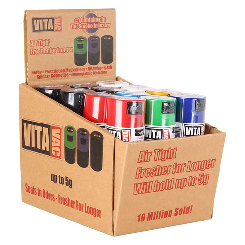 24CT DISPLAY - Vitavac Smell Proof Container - 2.75" / Assorted Colors | Ziggy's Miami