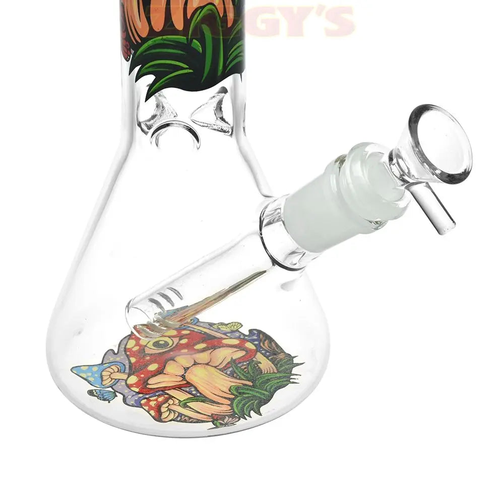 Eye Of The Shroom Beaker Glass Water Pipe - 10" / 14mm F / Colors Vary Smoke Drop