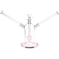 Date Night Heart Perc Dual Neck Glass Water Pipe - 7" / 14mm F