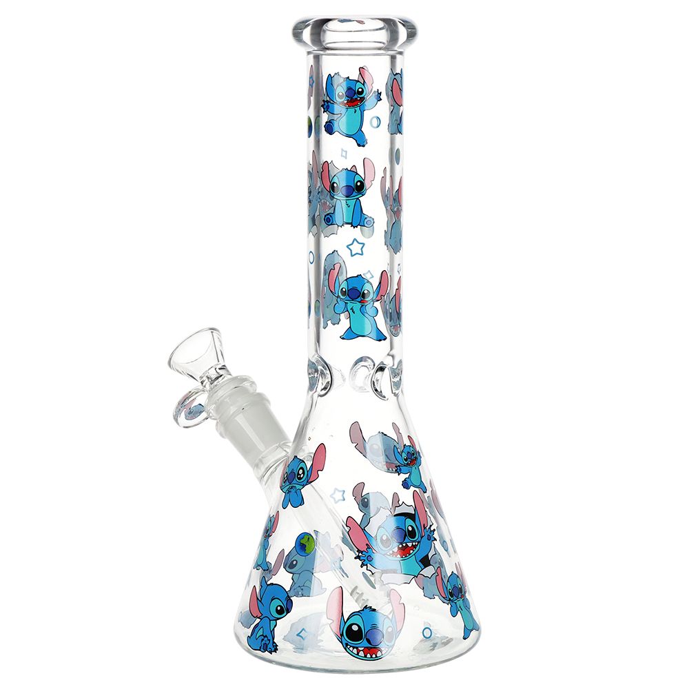 Lelo and Stitch Beaker Glass Water Pipe - 10" / 14mm F — view 2 | Ziggy's Miami