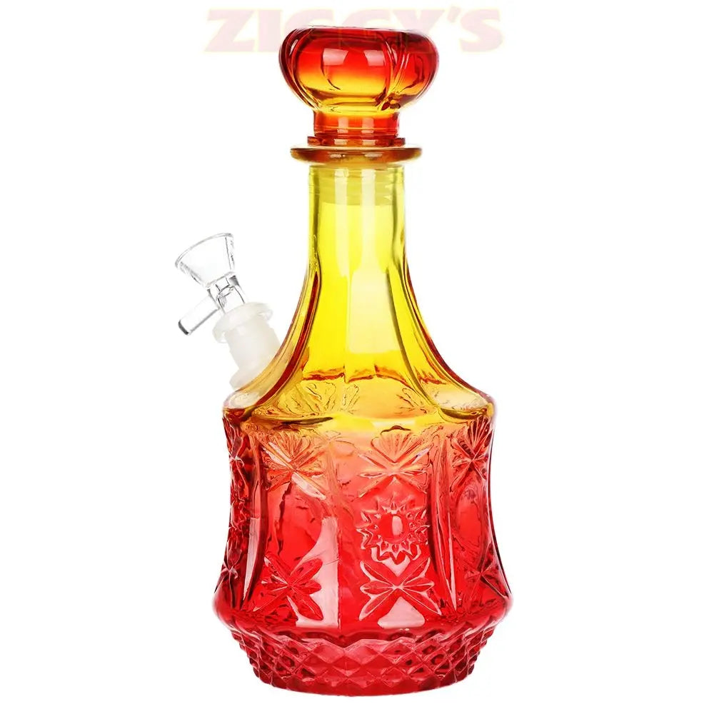 SeshGear Vintage Ombre Glass Water Pipe - 9.5" / 14mm F / Sun Flower Smoke Drop