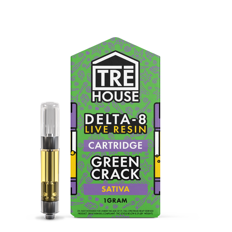Cartridges - Green Crack - Sativa - Live Resin - Delta 8