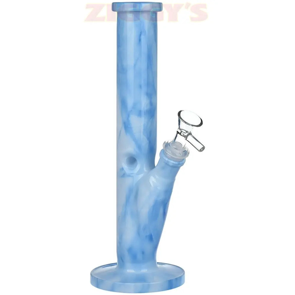 Marbled Straight Tube Glass Water Pipe - 10.75" / 14mm F / Colors Vary Smoke Drop