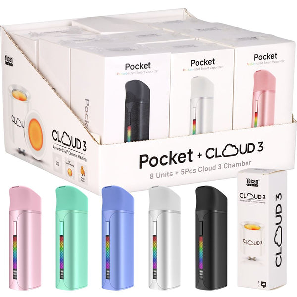 Yocan Black Pocket Concentrate Vaporizer + 5ct Cloud 3 Chamber - 1400mAh / Assorted Colors