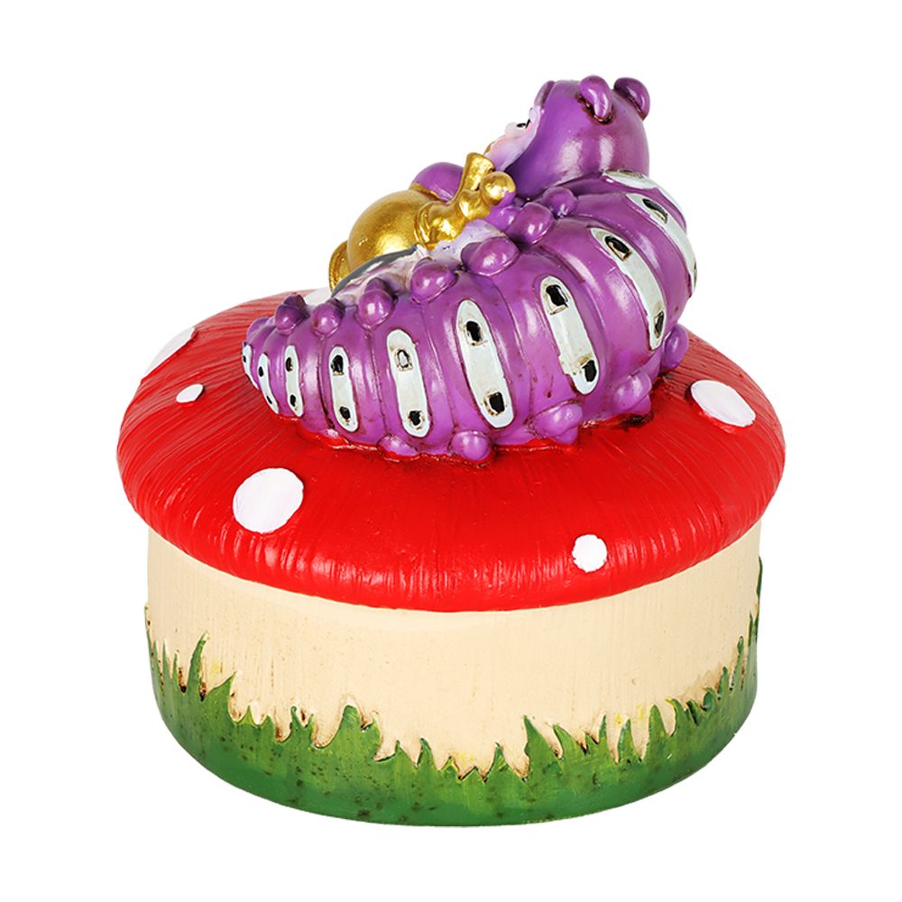 Caterpillar Mushroom Polyresin Trinket Box - 3.5" x 4.5" — view 2 | Ziggy's Miami
