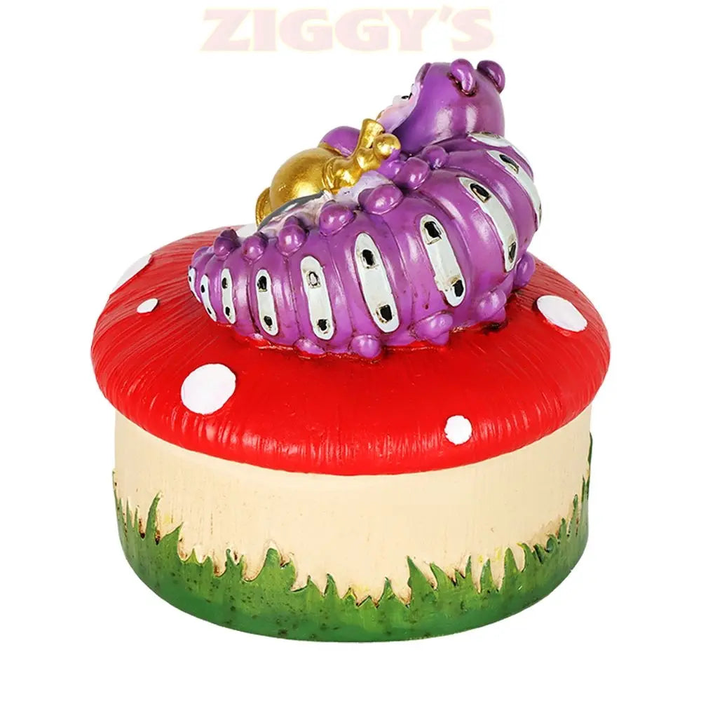 Caterpillar Mushroom Polyresin Trinket Box - 3.5" x 4.5" Smoke Drop