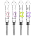 Flat Pinch Dab Straw w/ Titanium Tip - 6" / Colors Vary