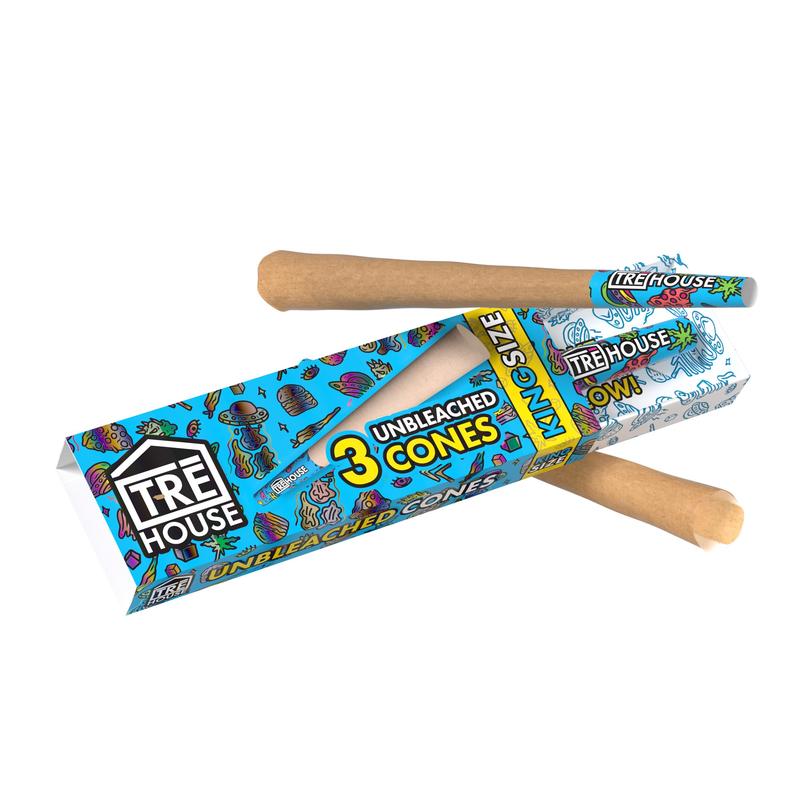 Pre Roll Cones - 3 Pack - King Size Slim - Unbleached