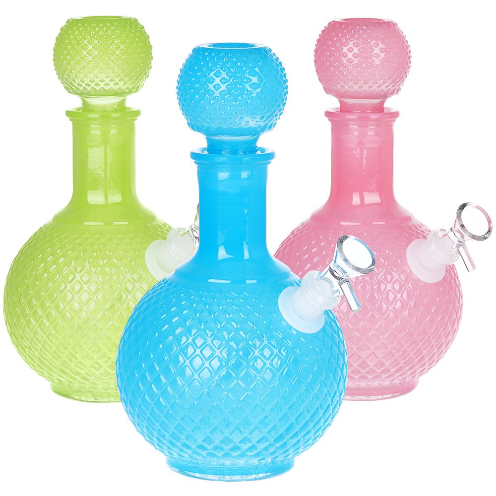 Vintage Decanter Solid Color Glass Water Pipe - Cruet / 9.75" / 14mm F / Colors Vary