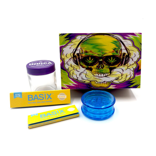 ASST. DESIGN WOOD BOX W/ GRINDER, JAR & PAPERS | Ziggy's Miami