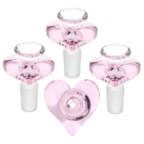4CT BUNDLE - Pink Heart Glass Herb Slide - 14mm M | Ziggy's Miami