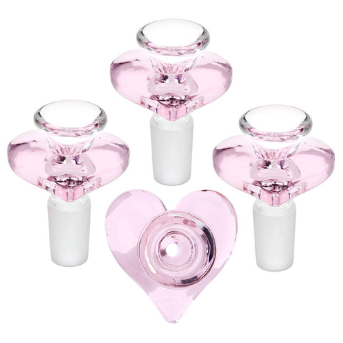 4CT BUNDLE - Pink Heart Glass Herb Slide - 14mm M | Ziggy's Miami
