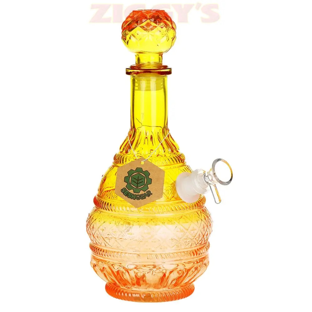SeshGear Vintage Ombre Glass Water Pipe - 10.5" / 14mm F / Round Lotus Smoke Drop