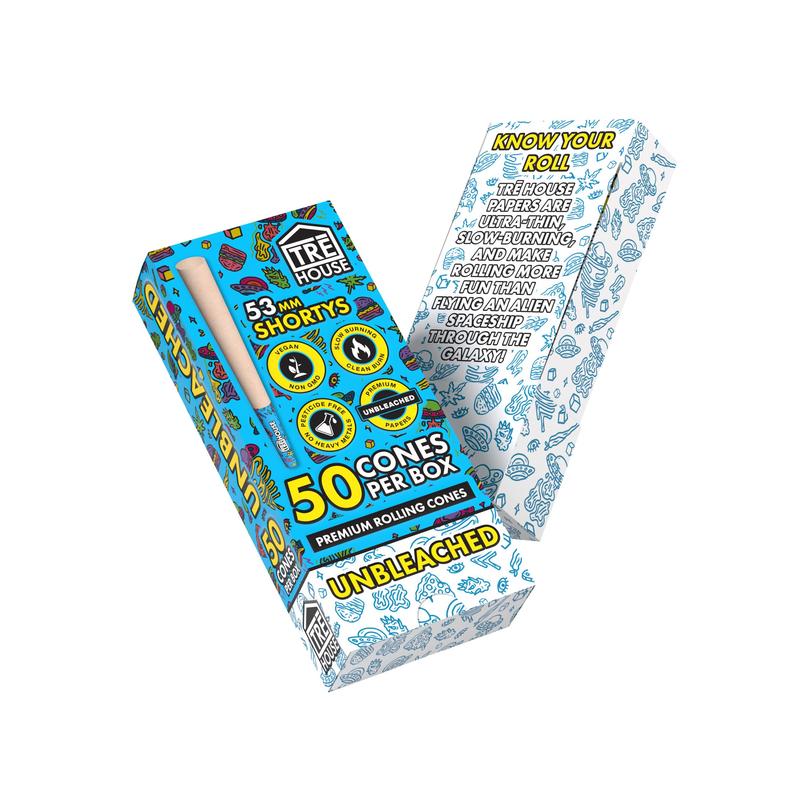 Pre Roll Cones - 50 Count - Shortys - Unbleached