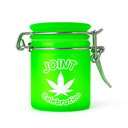 Airtight Glass Mini Frosted Green Celebration Stash Jar | Ziggy's Miami