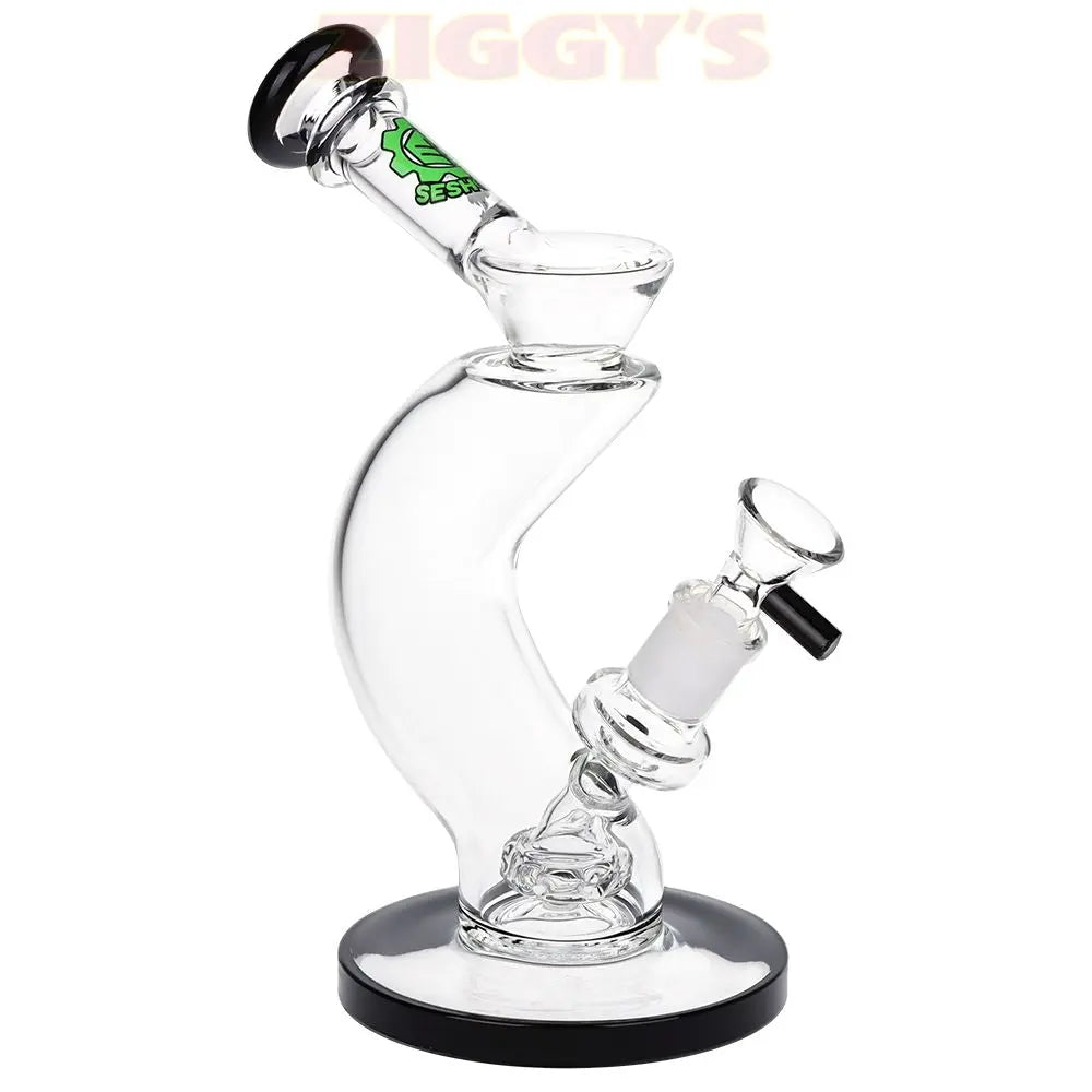 SeshGear Hip Check Curved Glass Water Pipe | 7.75" | 14mm F Smoke Drop