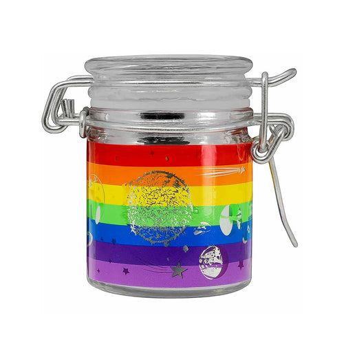AIRTIGHT GLASS RAINBOW GALAXY STORAGE JAR WITH CLAMPING LID | Ziggy's Miami