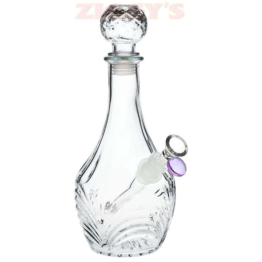 SeshGear Vintage Decanter Style Glass Water Pipe - 10.75" / 14mm F / High Stripe / Colors Vary Smoke Drop
