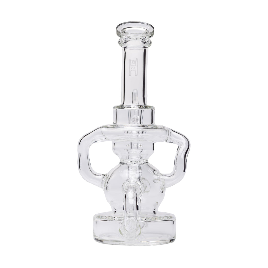 Human Grade Stubby Klein Glass Recycler Rig Water Pipe — view 10 | Ziggy's Miami