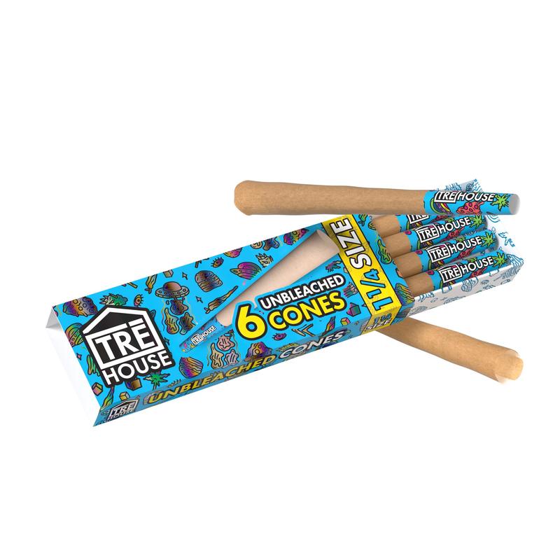 Pre Roll Cones - 6 Pack - 1 1/4" - Unbleached