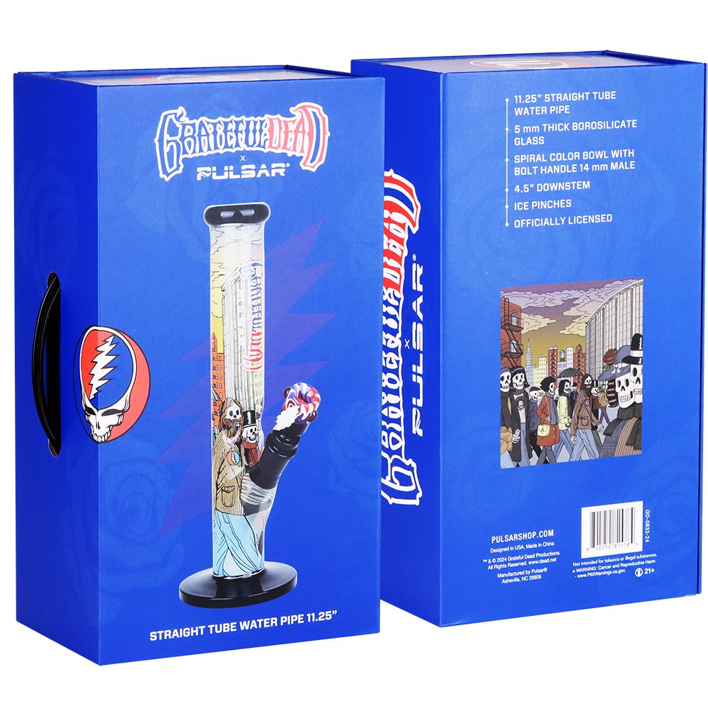 The Grateful Dead x Pulsar Inside Print Straight Tube Glass Water Pipe | 11.25" | 14mm F