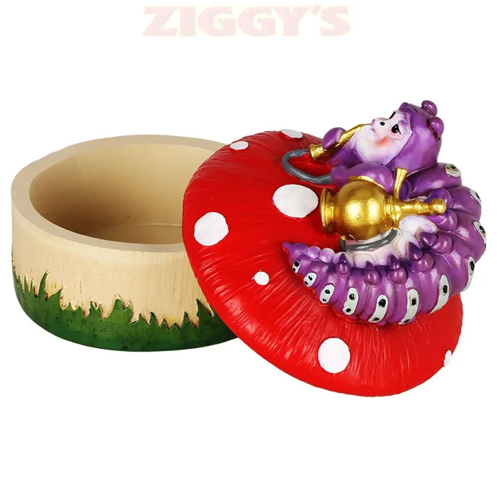 Caterpillar Mushroom Polyresin Trinket Box - 3.5" x 4.5" Smoke Drop