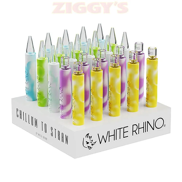White Rhino Quartz Chillum to Straw - 5" / Glow in the Dark 25ct