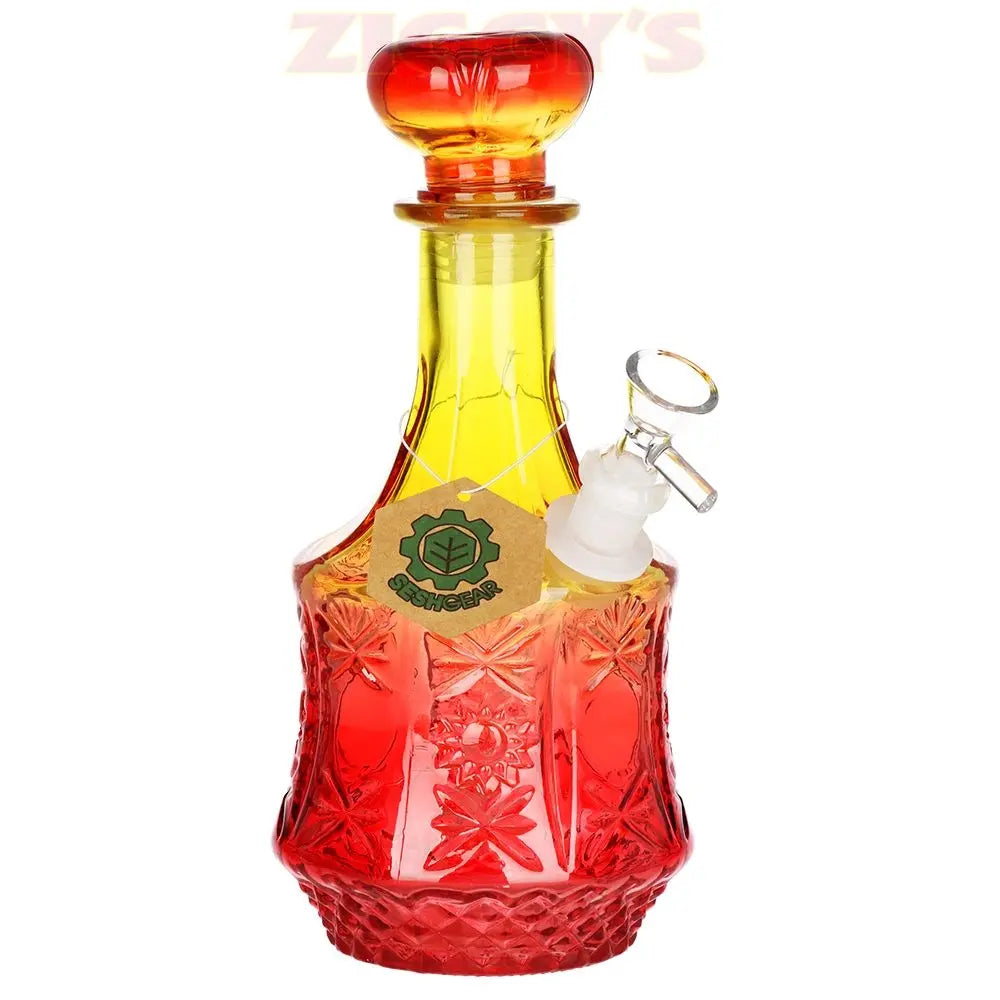 SeshGear Vintage Ombre Glass Water Pipe - 9.5" / 14mm F / Sun Flower Smoke Drop