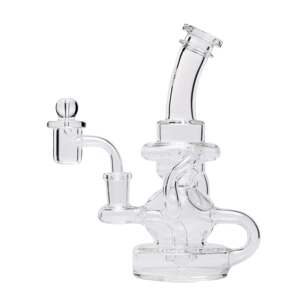 Human Grade Stubby Klein Glass Recycler Rig Water Pipe — view 3 | Ziggy's Miami