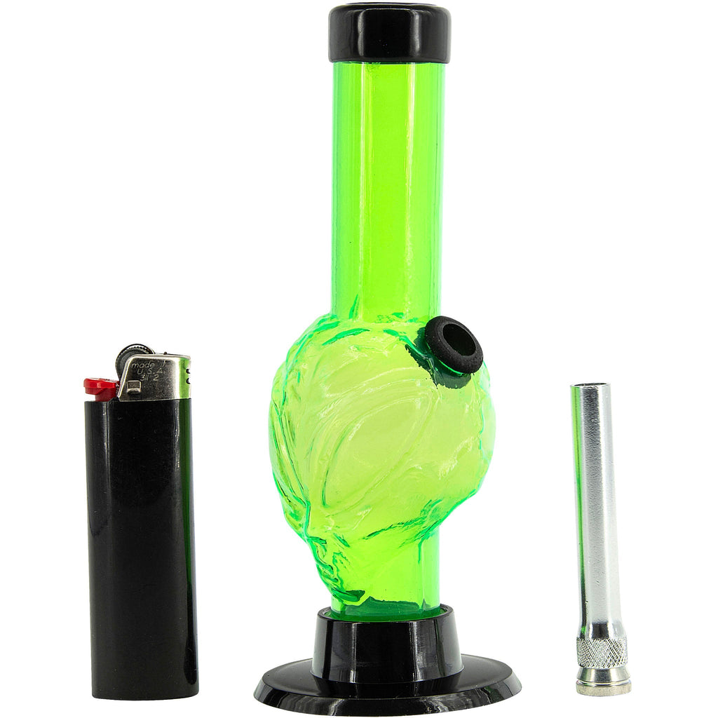 Mini Skull Acrylic Bong - 6" Tall - Multiple Colors