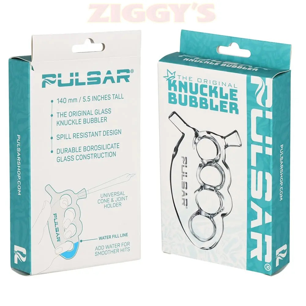 Pulsar Knuckle Bubbler Glass Cone Holder - 5.5" / Clear Smoke Drop