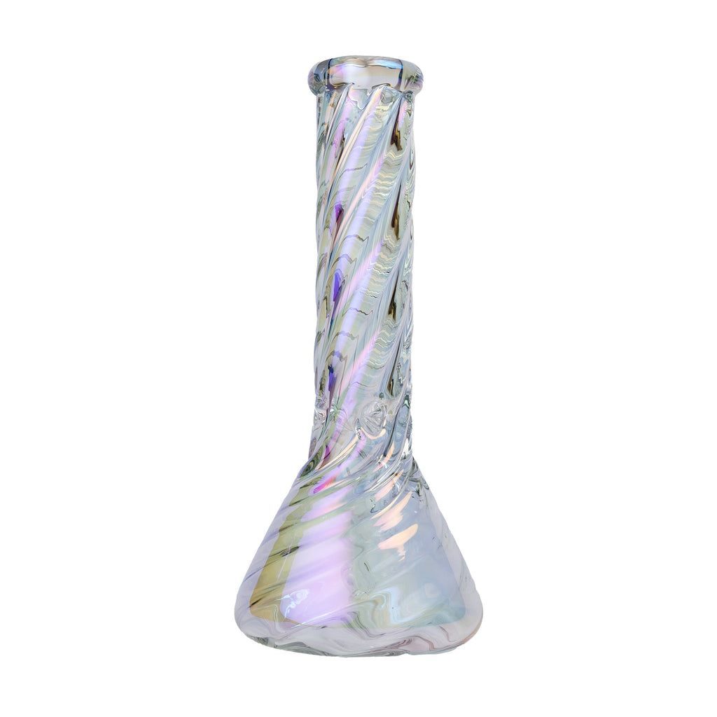 Human Grade Twisted Iridescent Beaker Water Pipe