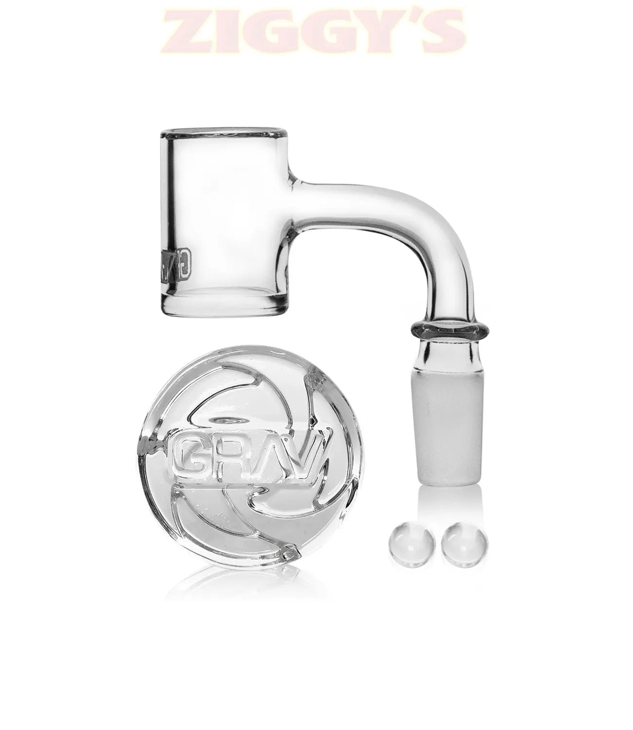 GRAV® 14mm 90° Seamless Quartz Banger Set Smoke Drop