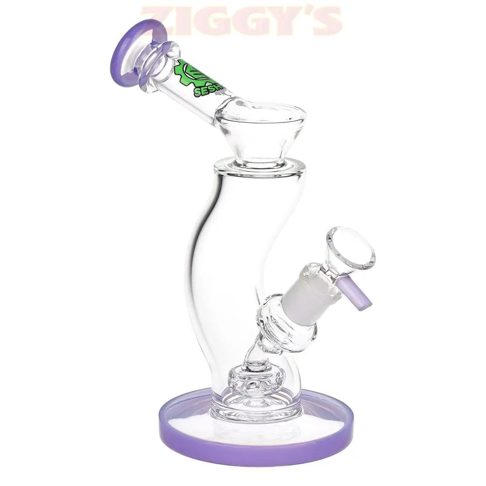 SeshGear Hip Check Curved Glass Water Pipe | 7.75" | 14mm F Smoke Drop