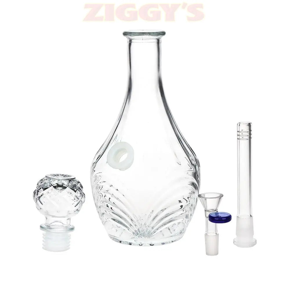 SeshGear Vintage Decanter Style Glass Water Pipe - 10.75" / 14mm F / High Stripe / Colors Vary Smoke Drop