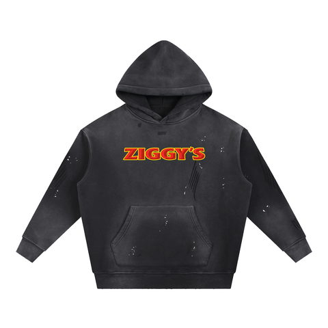 Vintage Washed Frayed Fleece Hoodie