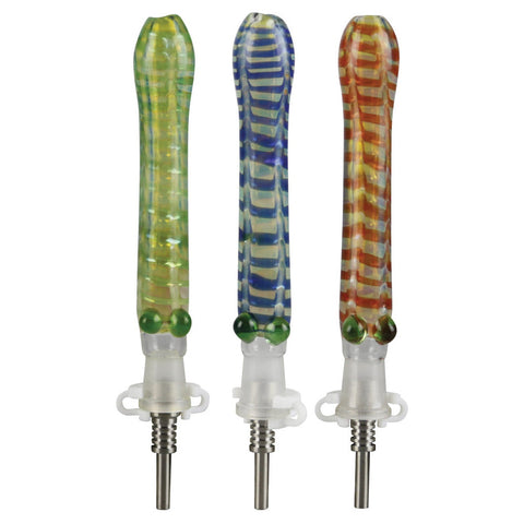 Glass Dab Straw w/ 10mm Titanium Tip - 6" / Colors Vary | Ziggy's Miami