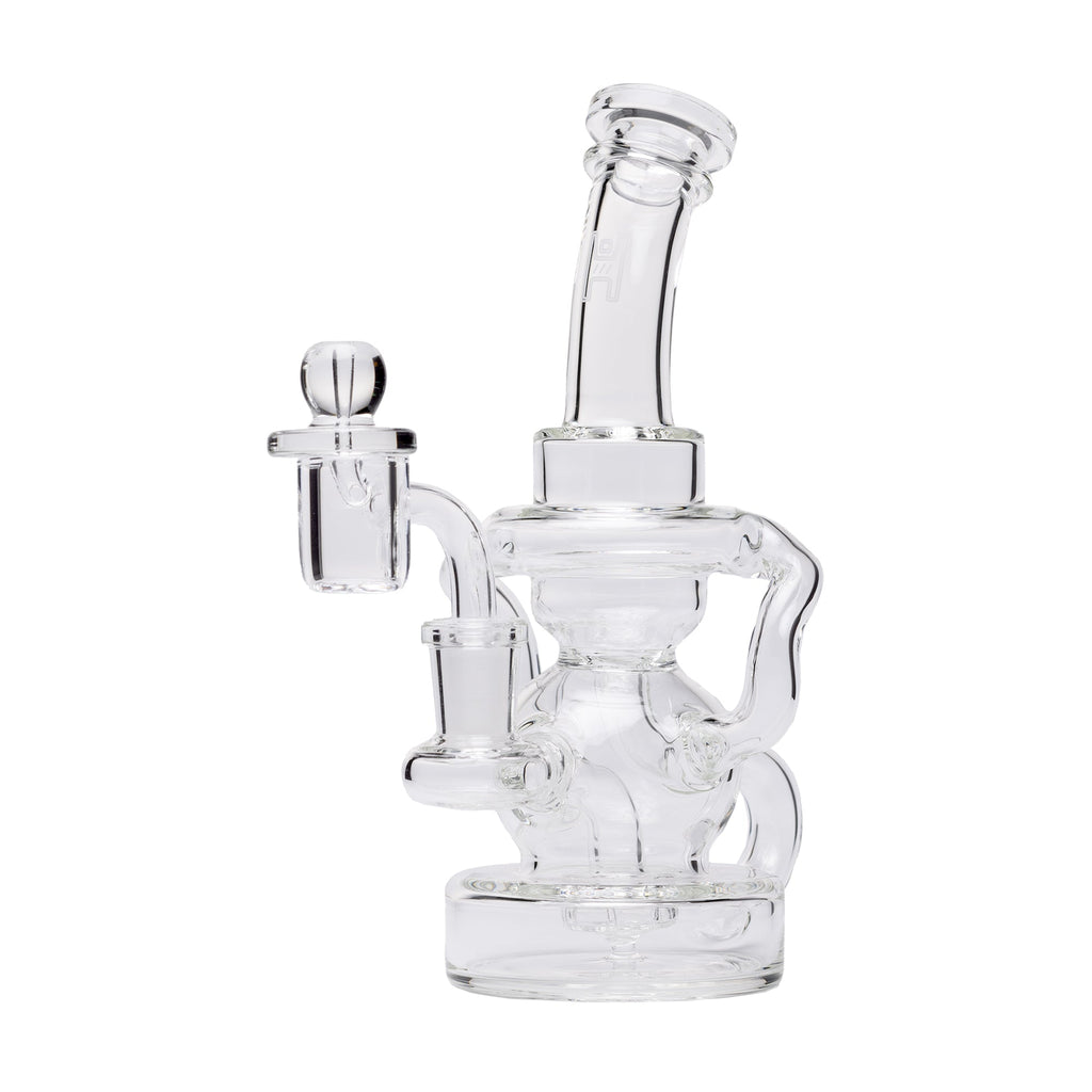 Human Grade Stubby Klein Glass Recycler Rig Water Pipe — view 9 | Ziggy's Miami